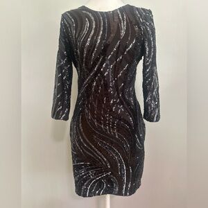 Express Black Sequin Bodycon Cocktail Party Mini Dress Women’s Size 4